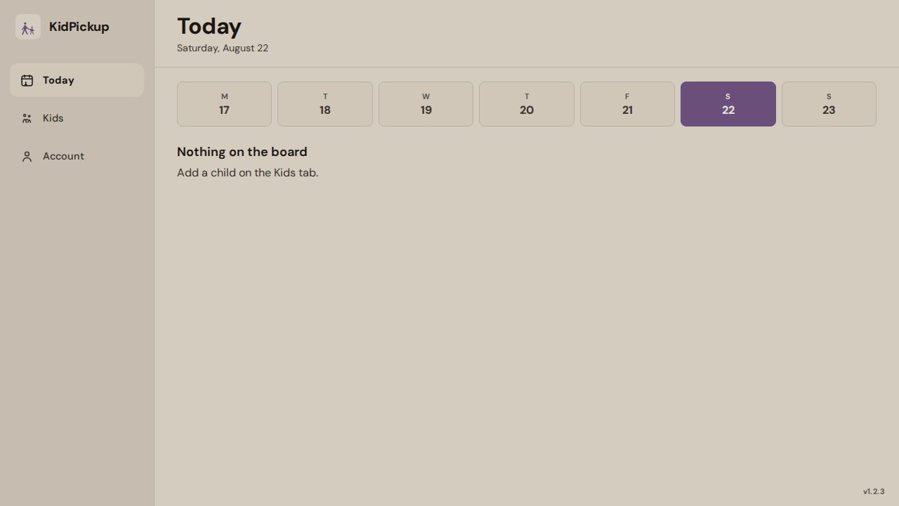 KidPickup — Who is picking up the kids today — one shared calendar, no group-text chaos.
